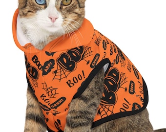 Halloween Boo Pet Hoodie, Spooky Dog Costume, Cat Costume, Fall Pet Apparel, Cute Puppy Outfit, Trick or Treat Pet Wear, Dog Cat Owner Gifts