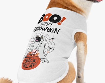 Halloween Pet Tank Top, Dog Costume, Cute Pet Apparel, Spooky Dog Shirt, Trick or Treat Outfit, Boo Halloween Clothing, Dog Pink Tank Top