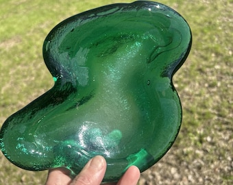 Cenicero Blenko Vintage Green Amoeba de mediados de siglo, forma libre