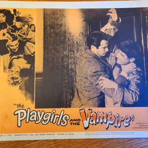 Playgirls And The Vampire-lobbykaart, vintage originele horror uit 1963