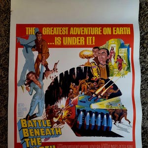 Manifesto del film d'epoca degli anni '60 Battle Beneath The Earth / cartellone pubblicitario, film di fantascienza di serie B
