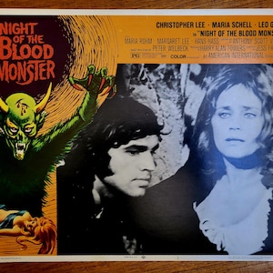 Lobbykaarten Night If The Blood Monster (3), exploitatiehorrorfilm uit de jaren 70