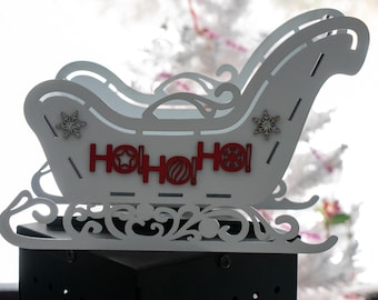 Christmas Decor - Santa Sleigh Gift Basket - Wine Holder -  Decorations.
