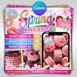 Spring Sweet Treats Flyer, Bakery Flyer, Spring Bake Sale Flyer, Spring Flyer, Dessert Flyer, Bake Shop Flyer, Pastry Flyer, Cake Flyer