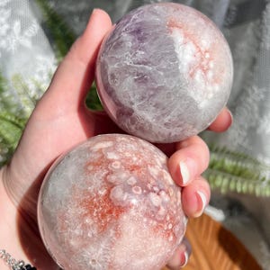 Gorgeous Pink Amethyst Spheres, Natural Crystal Sphere Orb Ball, Brazil Gemstone Pink Altar Decor, Crystal Gift, Natural Home Decor