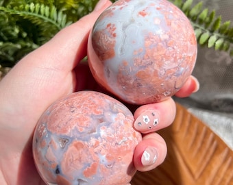 Pink Agate Sphere | Cotton Candy Agate Crystal Ball, Soft Feminine Energy, Heart Chakra Support, Pastel Pink Agate Orb, Metaphysical Gift