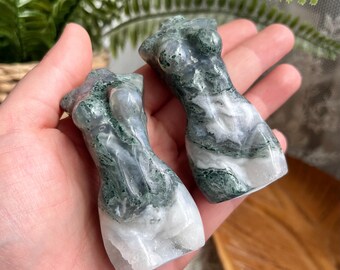 Gorgeous Moss Agate Crystal Goddess Body, Natural Gemstone Crystal, Collectible Mineral Home Decor