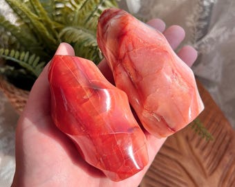 Stunning Carnelian Crystal Freeform Flame, Polished Madagascar Authentic Carnelian, Natural Home Decor, Collectible Crystal Gift