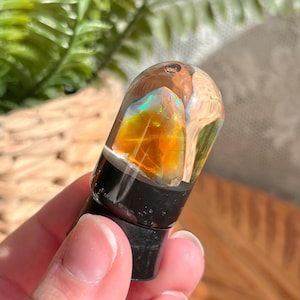 Ethiopian Water Opal “A” Rainbow Hydrophane Opal Display, Welo Opal in Water Case, Flashy Practice Opal, Real Raw Crystal, Crystal Gift