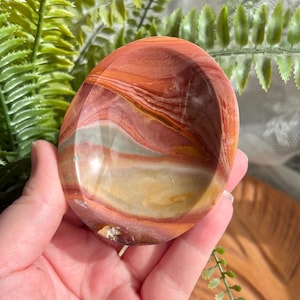 Beautiful Shallow Polychrome Jasper Bowl, Trinket Catch Dish for Tumbles, Jewlery, Trinkets etc., Pastel Madagascar Dish, Halloween Gift