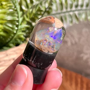 Ethiopian Water Opal “F” Rainbow Hydrophane Opal Display, Welo Opal in Water Case, Flashy Practice Opal, Real Raw Crystal, Crystal Gift