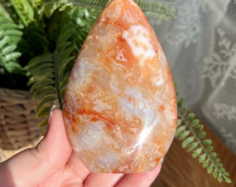 Carnelian Crystal Teardrop Freeform, Indonesian Carnelian Crystal, Collectible, Natural Crystal Gemstone, Crystal Home Decor