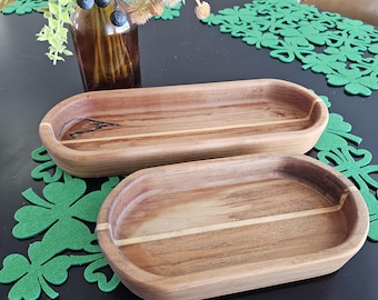 Modern Rustic Alder Wooden Tray, Bread Bowl Serving and Decor Tray