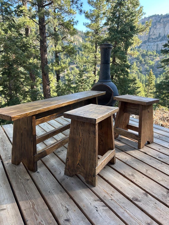 Pine White Farmhouse Bench