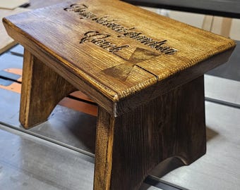 Custom Engraved Child Step Stool, Handcrafted Heirloom Gift, Antique inspired, rustic wooden step.