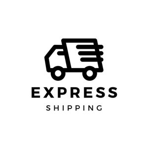 May include: Black and white line art logo of a delivery truck with the words "EXPRESS SHIPPING" below.