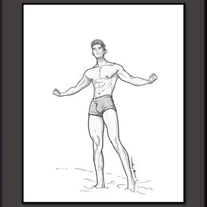 Arte de pared, arte masculino, arte gay, descarga digital, impresión de arte gay, cartel de impresión gay
