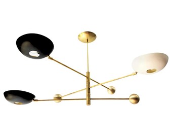 ミッドセンチュリーモダンスプートニクシャンデリア：真鍮製6アーム