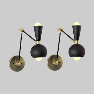 Mid-Century Italian Brass Wall Sconce – 1950s Stilnovo Style, Dual-Light Sputnik Design with Raw Brass Antique Finish