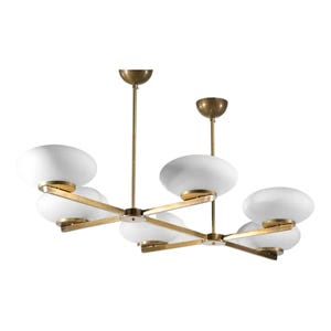 Mid-Century Modern Sputnik Chandelier - Brass 6-Light Ceiling Fixture