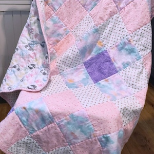 New Handmade Baby Nursery Quilt Blanket Pink Cotton Flannel Patchwork