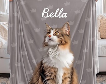 Custom Pet Blanket - Cozy Cat and Dog Lovers Gift, Plush Throw Blanket, Custom Cat Decor, Unique Pet Memorial, Cat Mom Blanket, Warm Home