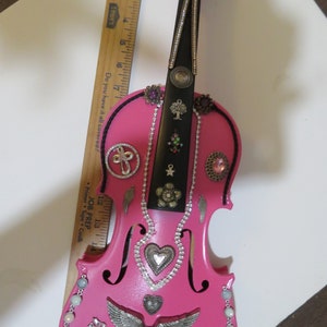 Pink Decorated Violin for Wall Hanging or Decor