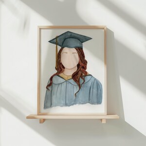Ritratto di laurea - Dipinti ad acquerello personalizzati senza volto - Arte murale - Decorazioni per la casa - Ottimi come regali di laurea