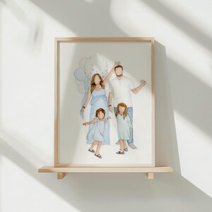 Ritratti di rivelazione del sesso - Dipinti artistici personalizzati ad acquerello senza volto - Ritratti di famiglia - Arte murale - Decorazione per la casa - Ottimi come regali - Ragazzo/Ragazza