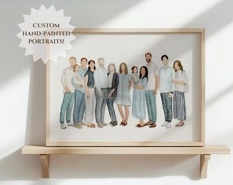 BENUTZERDEFINIERTE FAMILIENPORTRAIT Malerei Aquarell Kunst Personalisierte Familienmalerei Erinnerung Andenken Geschenkidee Wandkunst Dekor Familie Handgemalt