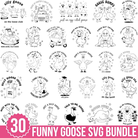 Funny Goose Svg Png Bundle, Snarky Goose Retro Humor Svg, Sassy Animal Silly Goose Png, Funny Animal Meme Aesthetic Svg, Trendy Sublimation