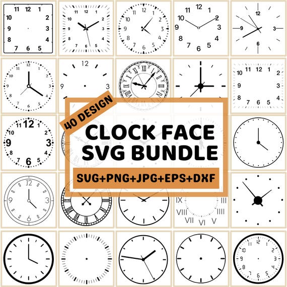 Clock Face Svg, Old Clock Face Svg, Modern Clock Face Design Bundle, Circle Watch Face Design File,  Clock Face Cricut File, Laser Cut File