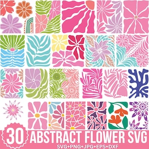 Abstract Flower Svg, Abstract Flower Quotes Svg, Danish Flower Svg, Retro Flower Svg, Boho Flower Svg, Groovy Flower Svg, Cricut, Silhouette