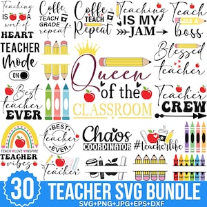 Pacote de SVG de Professor, SVG de Professor, SVG de Vida de Professor, SVG de Citação de Professor, SVG de Escola, SVG de Volta às Aulas, SVG de Lápis, para Cricut, Silhouette