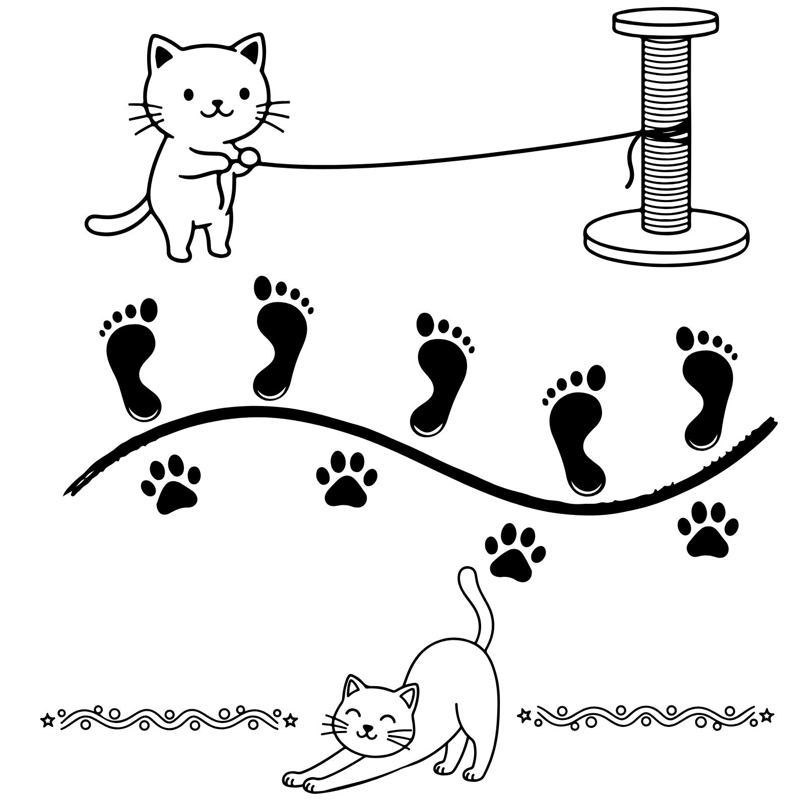 30 Cute Cats Line Divider Svg Png Bundle, Line Divider, Design Element ...