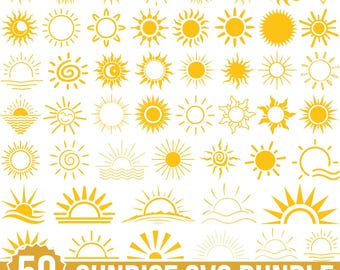 Sun Svg, Sunrise Svg, Sunshine Svg, Sunset Svg, Summer Sun Svg, Sunrise Clipart, Sun Vector, Sun Silhouette, Files Cricut, Instant Download