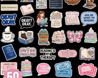 Book Lover Clipart Bundle, 50 Reading PNG Files, Bookish Quotes (Digital Download)