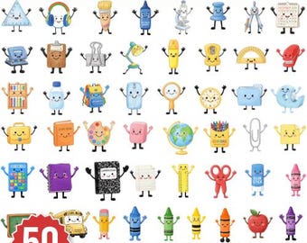 School Supplies Clipart Set: Teacher Graphics, Back to School (SVG & PNG) (Digital Download