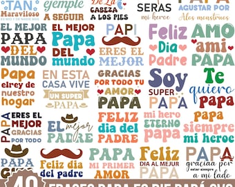 Frases Para el Dia del Papá Svg, Papa te Quiero Svg, Gracias Papá Svg, los Padres Svg, Mexican Father Gift Svg, Cut For Cricut, Silhouette