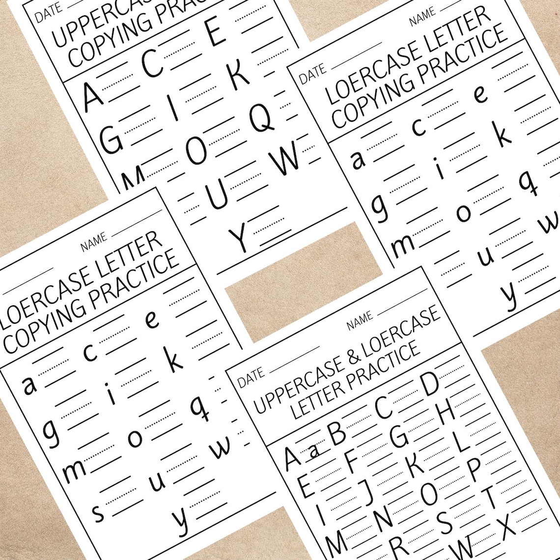 Preschool Alphabet Worksheet, Uppercase Lowercase Letter Writing ...