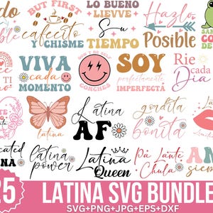 Latina Svg Bundle, Latina Quotes Svg, Latina Motivational, Latina Stickers Svg, Cafecito y Chisme Svg, Chingona Svg, Cut Cricut, Silhouette