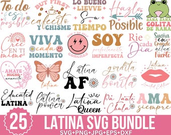 Latina Svg Bundle, Latina Motivational, Latina Quotes Svg, Latina Stickers Svg, Cafecito y Chisme Svg, Chingona Svg, Cut Cricut, Silhouette