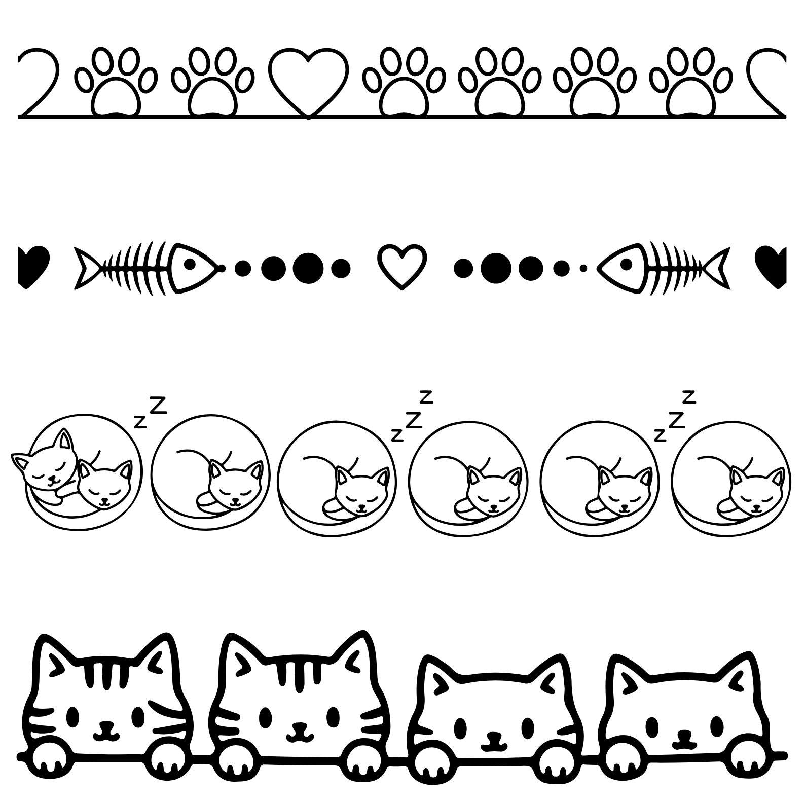 30 Cute Cats Line Divider Svg Png Bundle, Line Divider, Design Element ...
