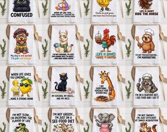 50 Sarcastic Kitchen Towel Bundle, Funny Quotes Kitchen Towel, Funny Animal Kitchen Towel Wrap, Kitchen Towel Sublimation, sarcasm Design