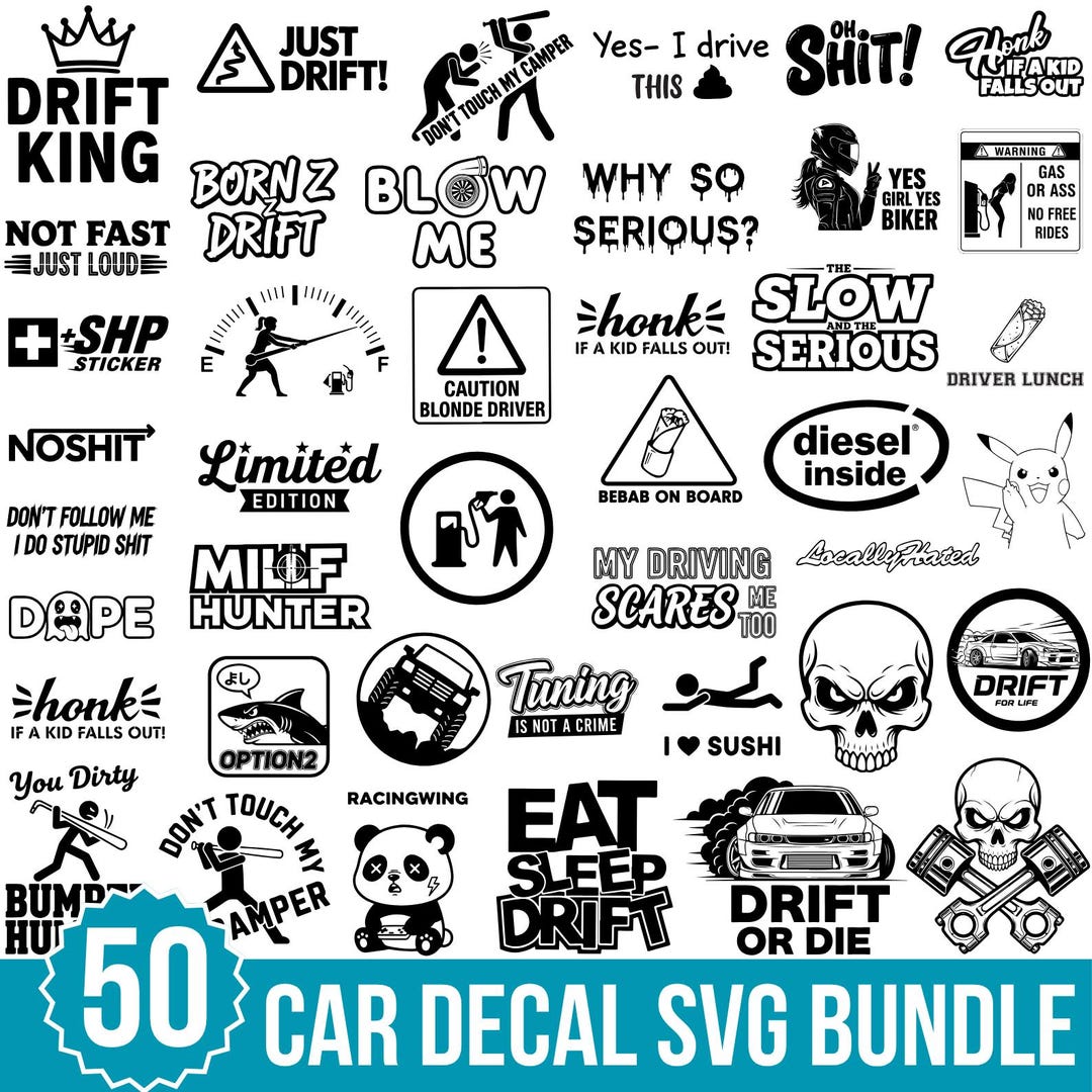Car Decal Svg Bundle, Car Svg, Funny Car Decals Svg Bundle, Svg for ...