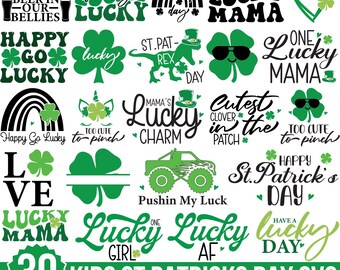 Kids St Patricks Day Svg, Retro St Patricks Svg, 1st St Patricks Day Svg, Clover Svg, Cutest Clover In Patch Svg, Cut For Cricut, Silhouette