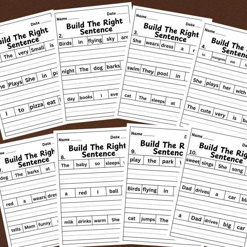 Sentence Building Worksheets, English Practice, Sentence Writing ...