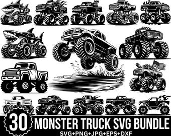 Monster Truck SVG PNG Bundle, Transportation Clipart, Monster Truck Vector, Monster Truck Shirt, Car SVG, Off Road Svg, Instant Downloads
