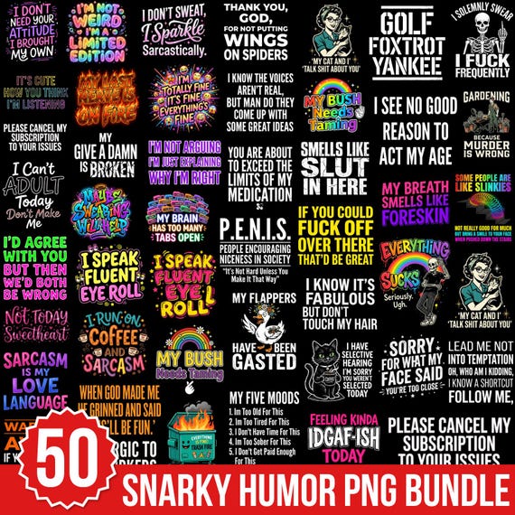 Snarky Humor Png Bundle, Trendy PNG Bundle, Sarcastic Cursing Png, Sassy Png Bundle, Sassy Adult Humor Png Bundle, Viral Png Bundle