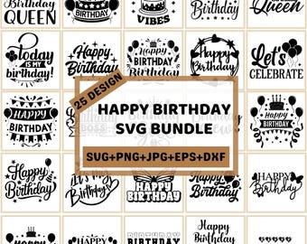 Happy Birthday Svg Bundle, Birthday Svg, Colourful Birthday designs, Happy Birthday Prints, Birthday Shirt Svg, Cut For Cricut, Silhouette